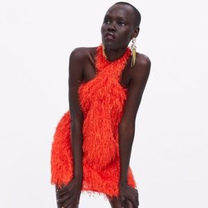 ZARA Fringe Halter Dress